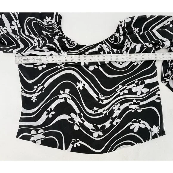 Joseph Ribkoff Chiffon Art To Wear Floral Ruffled Sleeve Blouse Sz 10 Preppy - Picture 9 of 9